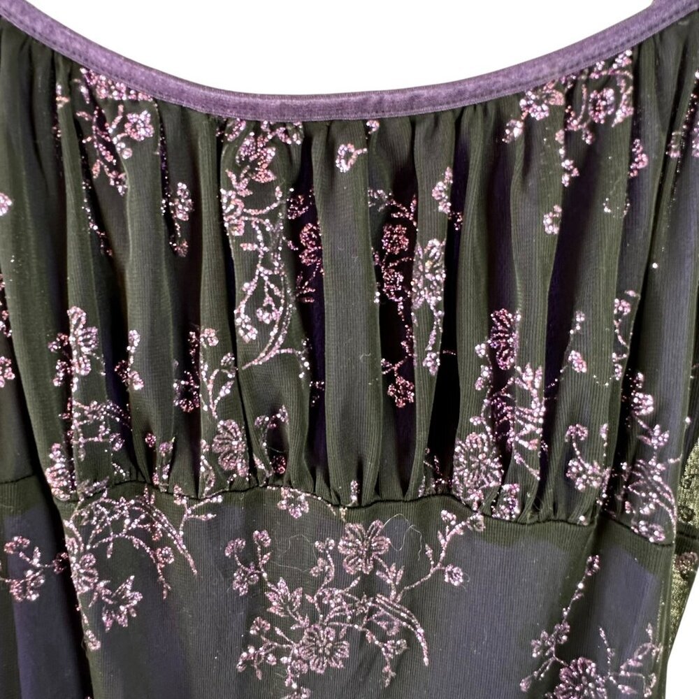 Vintage 90s Candy Rocket Purple Glitter Mesh Slip Dress Witchy Goth Y2K Small - Picture 4 of 7